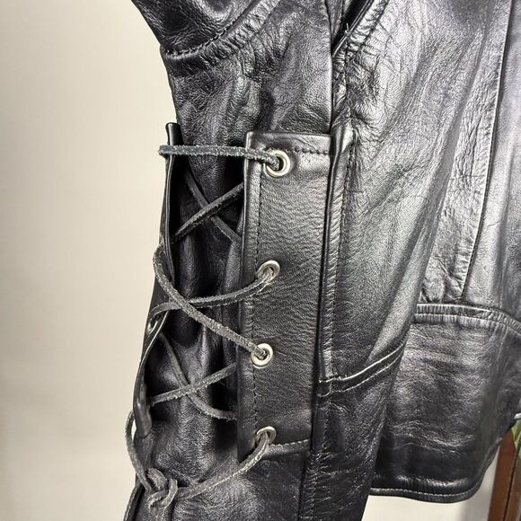 Vintage 80s 90s Leather Black Biker Moto Jacket, Paragon,Thinsulate Tassel Style - Picture 10 of 15